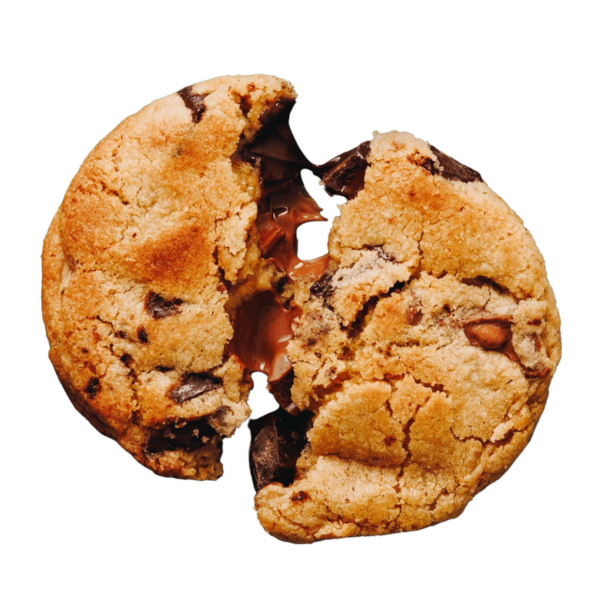 NOT SO CHOC CHIP - The Dough - ctor Baked Goods - cookie in half - top view